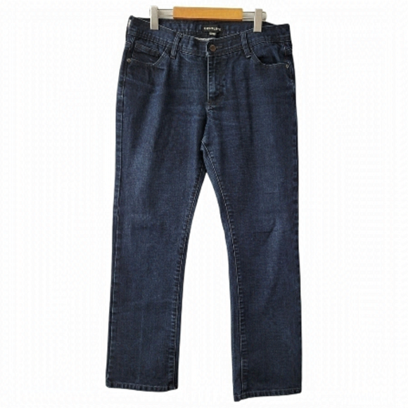 𝅺gasoline Dark Wash Straight Leg Denim Mom Jeans Vintage 90s Relaxed Embroidere - Picture 1 of 14